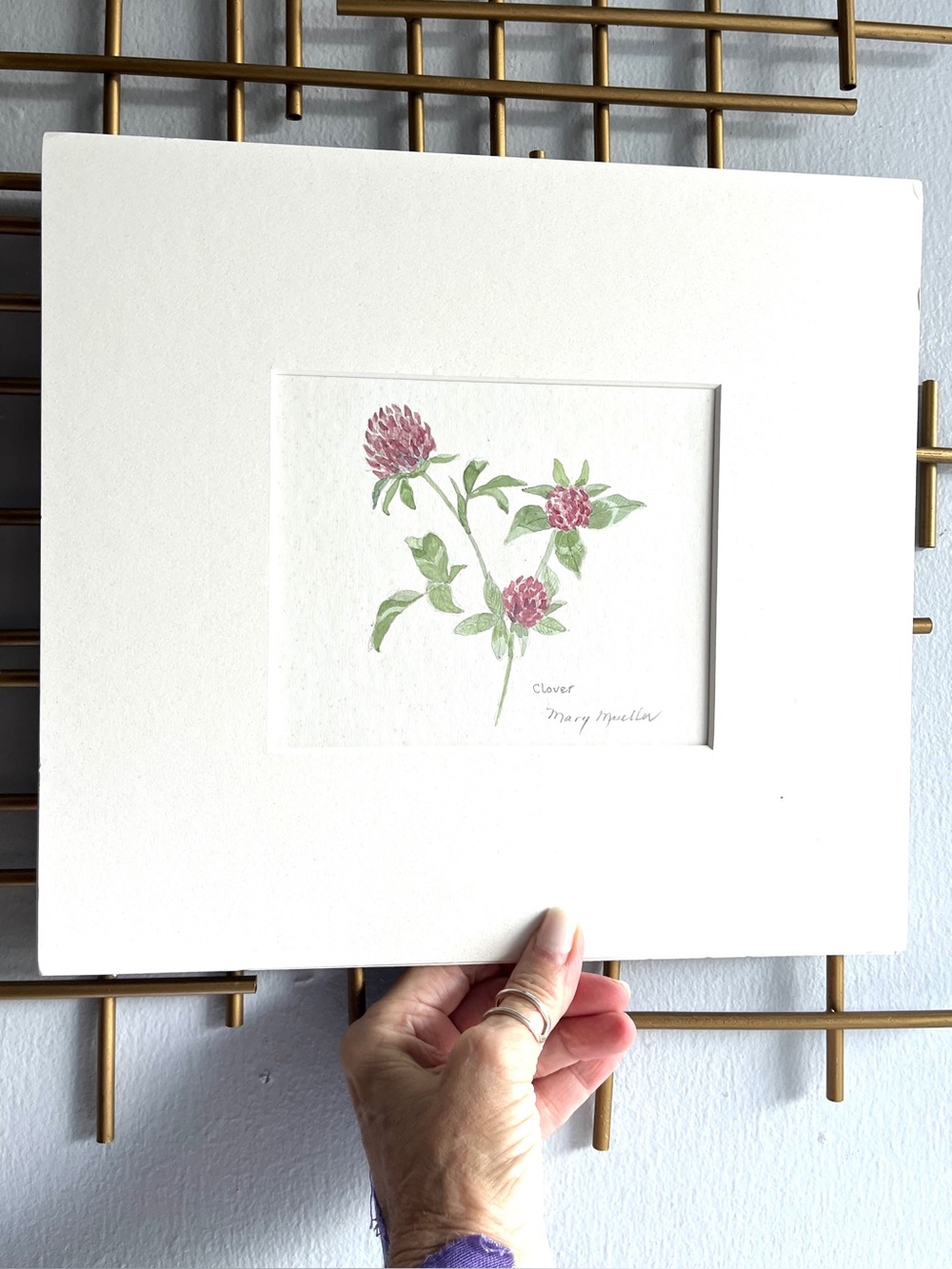 Mary Mueller Signed Original Botanical Painting Clover '97